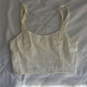 Aerie white linen crop top